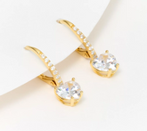 Diamonique Classics Heart-Shaped Lever Back Drop Earrings, 14k Plated Sterling Silver